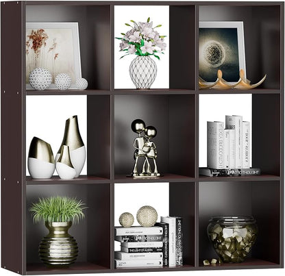 SUPER DEAL 9 Cube Storage Organizer, 3 Tier Bookshelf Open Shelf Display Rack by Superdeal