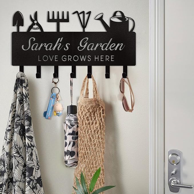 Personalized Key Holder for Wall, Custom Name Wall Mounted Black Key Hanger - Image 4