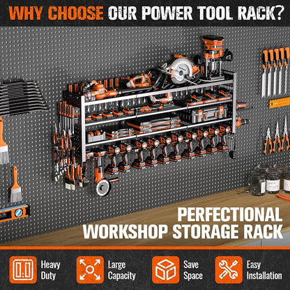 49.8" W Large Power Tool Organizer Wall Mount, Heavy Duty Tool Organizer - Image 5