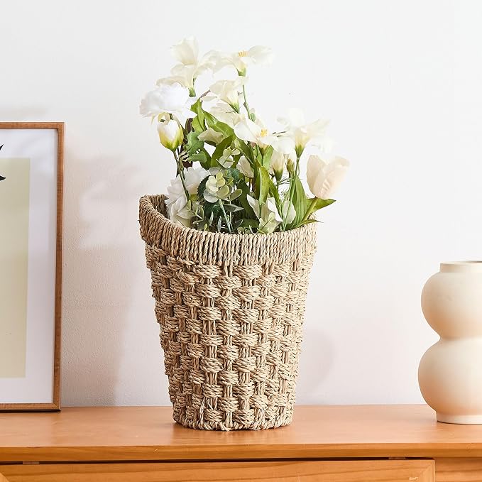Woven Front Door Basket Seagrass Wall Hanging Basket Decorative Boho Mounted - Image 5
