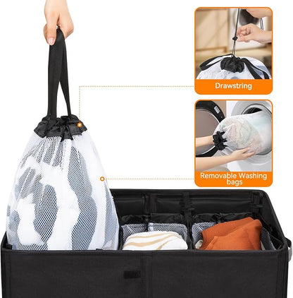 WOWLIVE Laundry Hamper with Lid, 180L Large Laundry Basket 3 Section with - Image 6