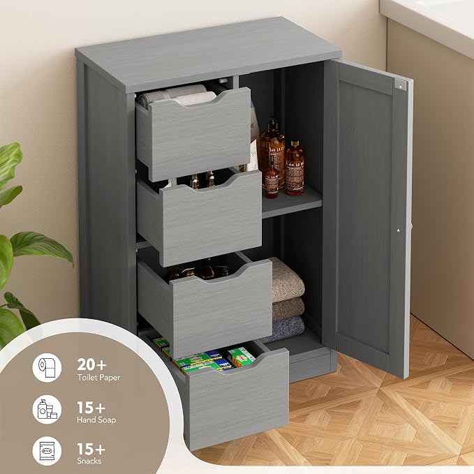 Walsunny Bathroom Floor Storage Cabinet, Wooden Storage Organizer - Image 4