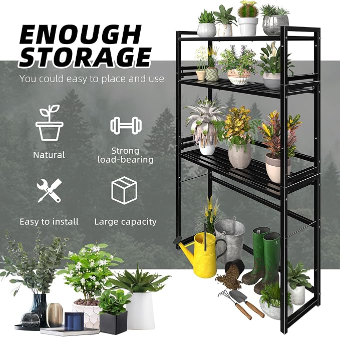 Ekisemio 3-Tier Metal Plant Stand, Heavy Duty Waterproof Indoor Outdoor - Image 4