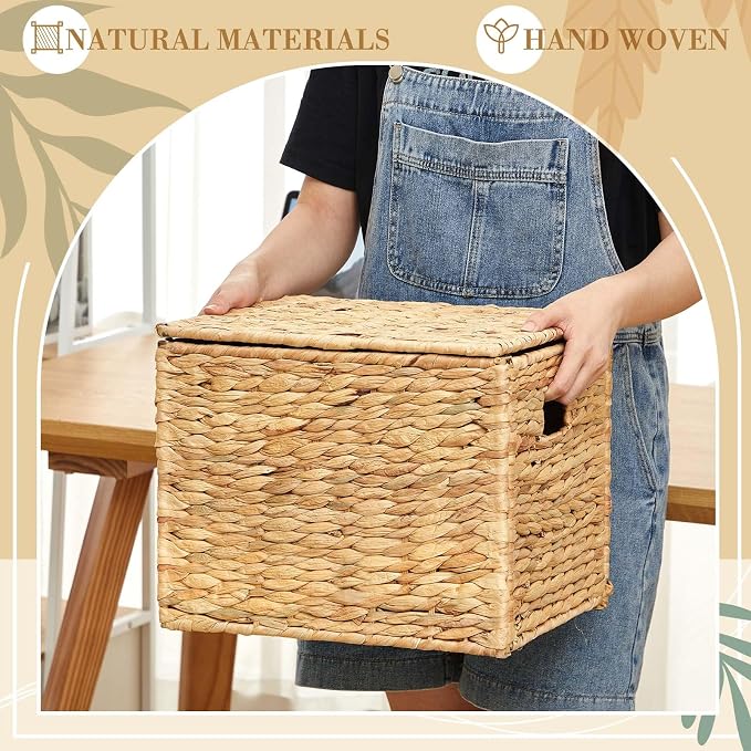 Jingmore Large Decorative Hanging File Box Water Hyacinth Wicker Basket File - Image 6