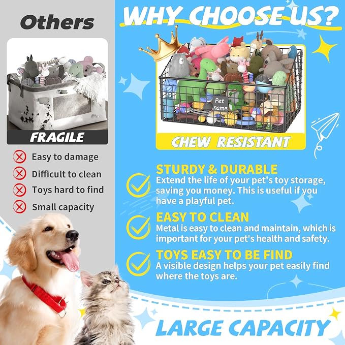 Kaiferty Indestructible Dog Toy basket, Large Toy Bin - Image 2