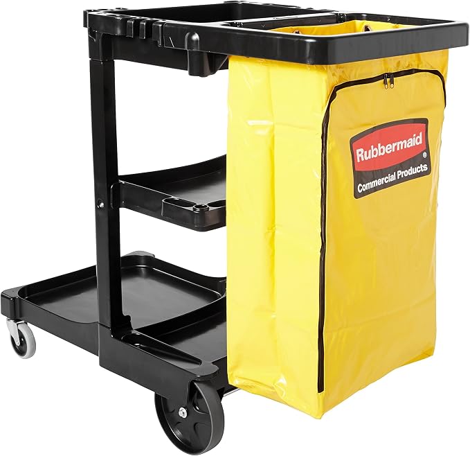 Rubbermaid Commercial Traditional Janitorial 3-Shelf Cleaning Cart, Wheeled - Image 8