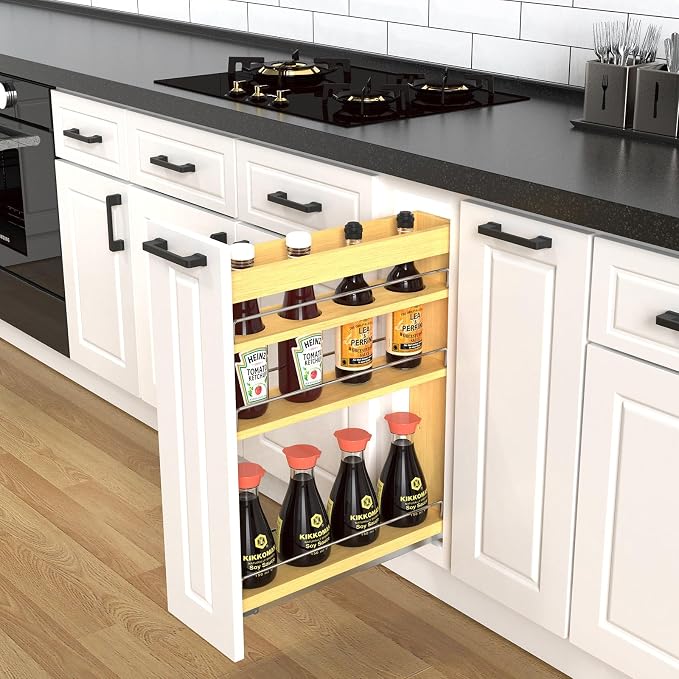 Pull Out Cabinet Organizer 5" Soft-Close Wood Pullout Shelf Organizer - Image 4