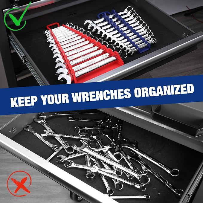 WORKPRO 4-PACK Magnetic Wrench Organizer, Flexible Gripping Teeth and Carrying - Image 6