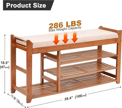 PETKABOO Shoe Rack Bench with Cushion 39.4“, Shoe Rack - Image 3