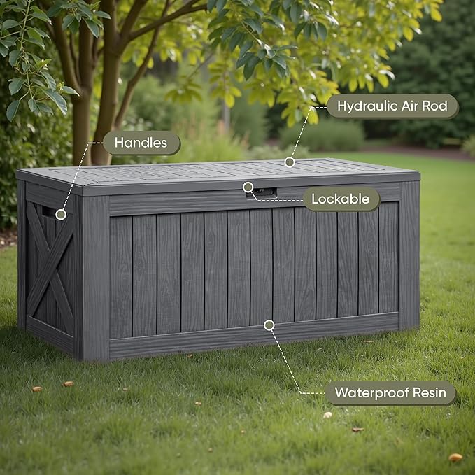 Flamaker Resin Deck Box 120 Gallon Waterproof Large Outdoor Storage Box | - Image 5