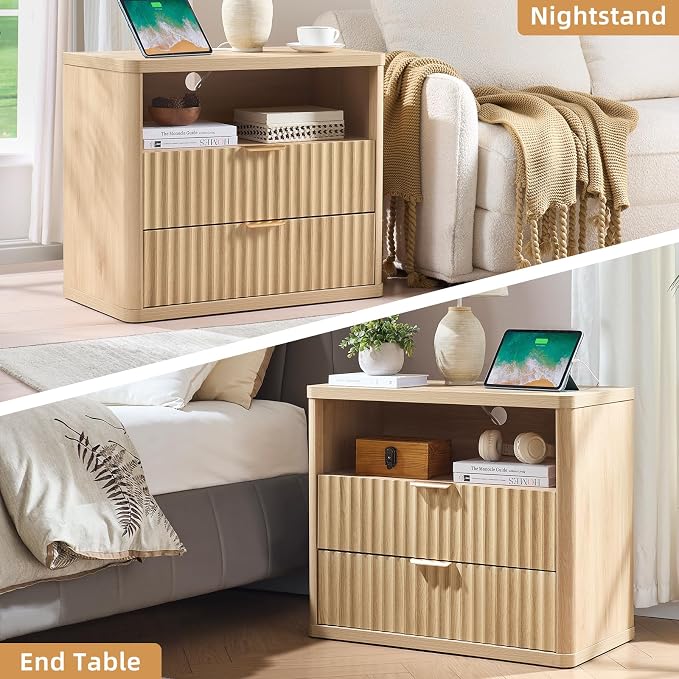 LEYAOYAO 31" Wide Fluted Nightstand Set of 2 - Image 9