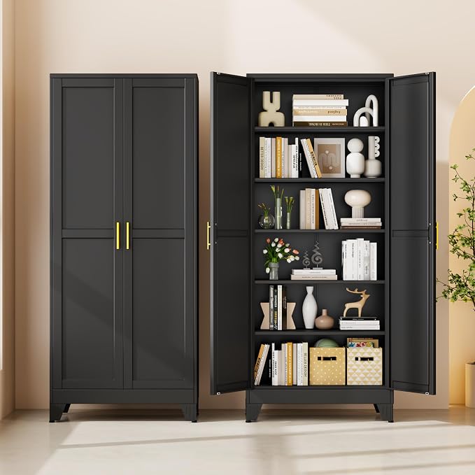 75" Black Metal Storage Cabinet - Image 9