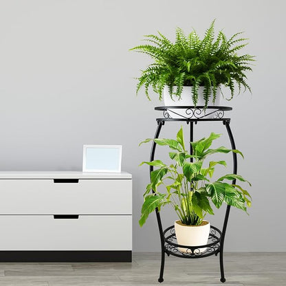CASIMR 2 Tier Plant Stand Indoor Outdoor, 26.6" Tall Metal Potted Holder Rack - Image 4
