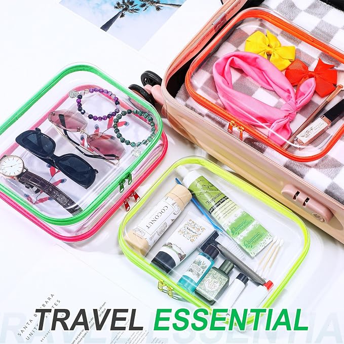 Hoolerry 4 Pcs Hard Clear Zipper Case Makeup Bags Plastic Pencil Pouch - Image 6