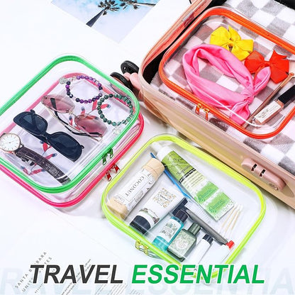 Hoolerry 4 Pcs Hard Clear Zipper Case Makeup Bags Plastic Pencil Pouch - Image 6