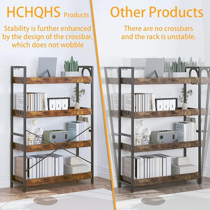 HCHQHS 4 Tier Bookshelf, Adjustable Industrial Bookcase, Vertical Tall Book - Image 6