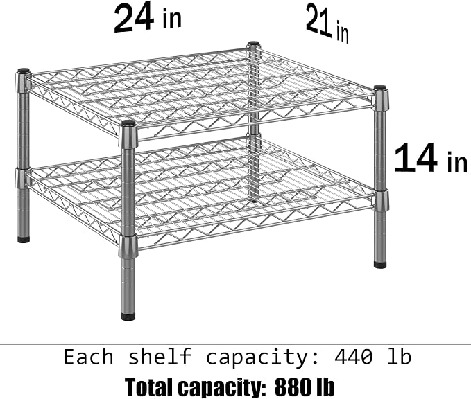21" Deep x 24" Wide x 14" Height Wire Shelving Kit | 2-Tier | NSF Commercial - Image 3