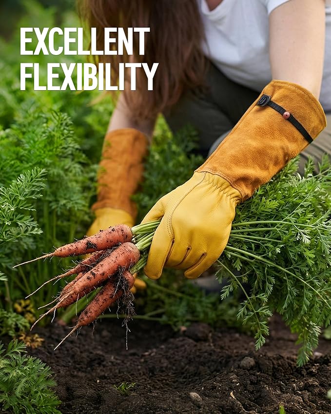 WORKPRO Gardening Gloves, Long Leather Garden Gloves - Image 5