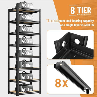 DurayLoly 8 Tier Storage Shelves, 3200 LBS Shelving Unit - Image 4