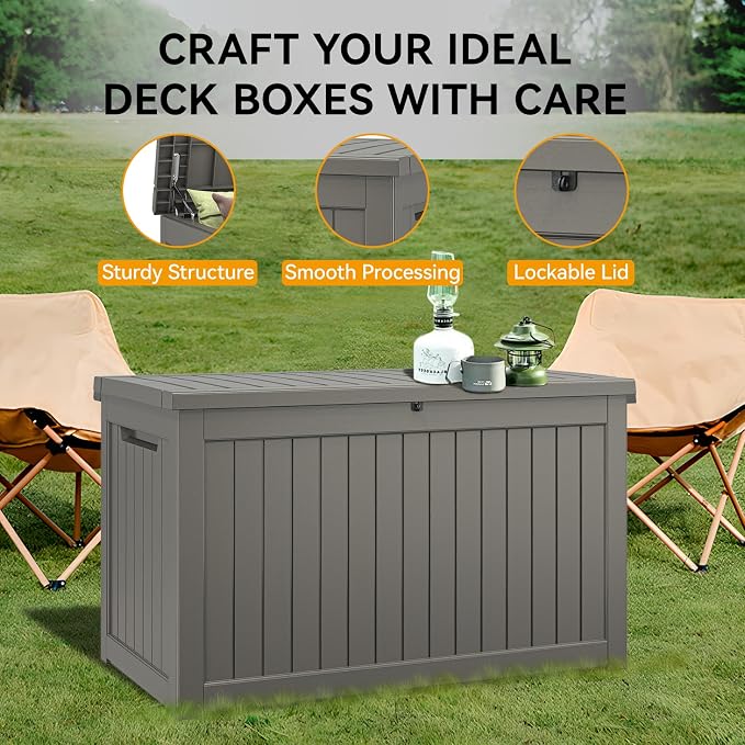 NUNU LAB 270 Gallon Large Resin Deck Box, Waterproof Outdoor Storage Box - Image 3