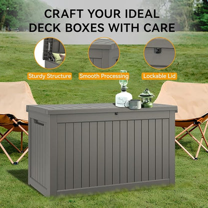 NUNU LAB 270 Gallon Large Resin Deck Box, Waterproof Outdoor Storage Box - Image 3