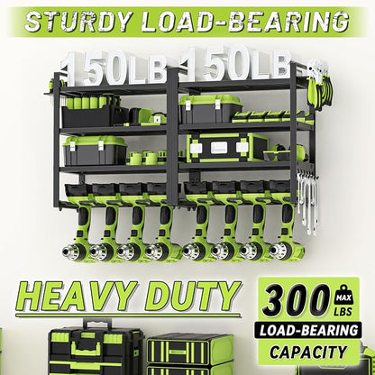 Power Tool Organizer Wall Mount, 4 Layers Capacity Heavy Duty Metal Storage Rack - Image 4