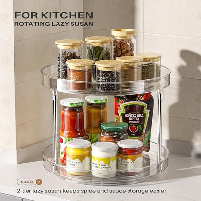 2 Pack 2 Tier Lazy Susan Turntable Organizer, Spice Rack - Image 4