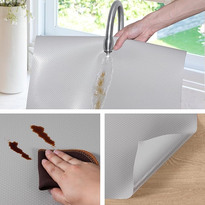 Light Gray Shelf Liners for Kitchen Cabinets Non Adhesive Drawer Liner for - Image 5