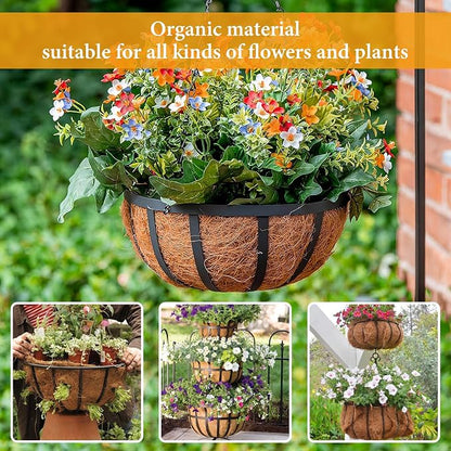 4 Pack 8 Inch Hanging Basket Coco Liners Replacement, 100% Natural Round - Image 6