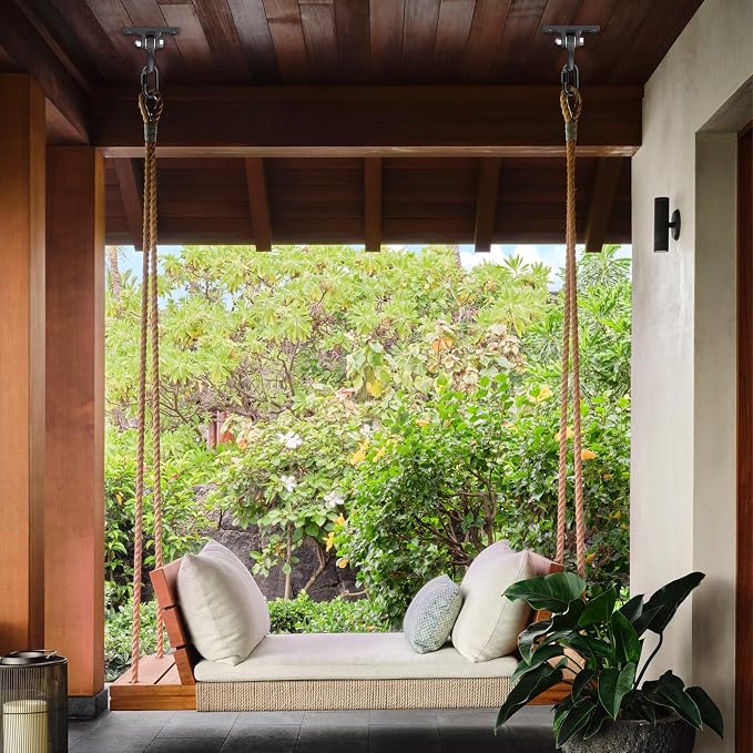 SELEWARE Heavy Duty Black Swing Hangers 2400LB Capacity Porch Swing Hanger | - Image 4