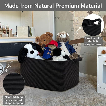 Goodpick Large Blanket Basket Living Room, 21.6" x 14.9" x 11.8" Woven Storage - Image 6