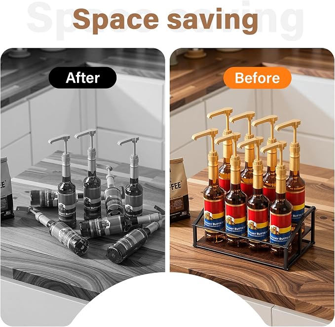 Coffee Syrup Organizer Rack, Liquor Bottle Display Shelf, 2 Tier 8 Syrup - Image 7