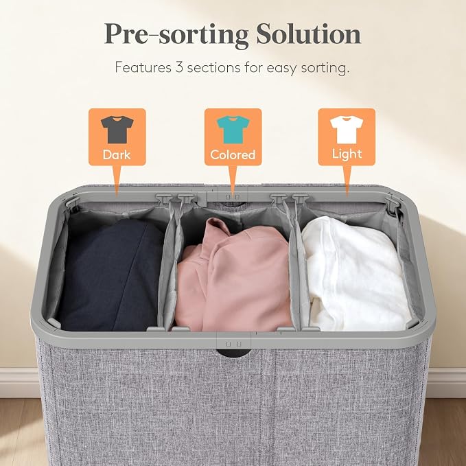 Lifewit 185L 3 Section Laundry Hamper - Image 3