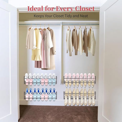 3 Pack Wall Mounted Shoe Rack for Narrow Spaces, Hanging Shoe Rack Holds 24 - Image 2