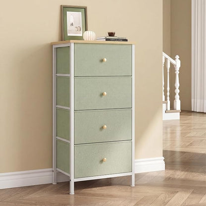 DUMOS Nightstand with 4 Drawers, Bedside Table with Removable Fabric Bins by DumosLifestyle