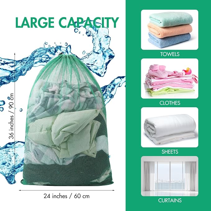 Berlune Large Mesh Laundry Bags, 24 x 36 Inch Bulk Wash Set - Image 2