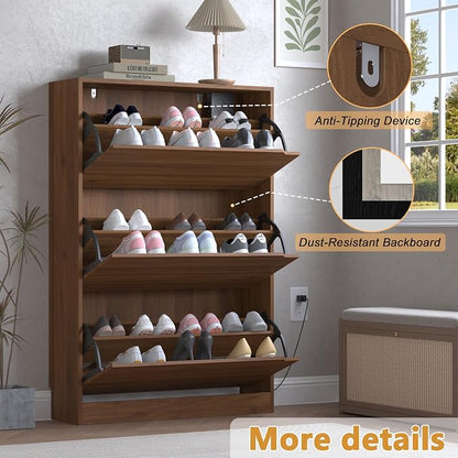 BORNOON Shoe Cabinet with Odor Control and Back Panels, Deodorizing Slim 3-Flip - Image 6