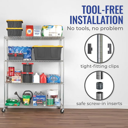 SafeRacks WS-602472-ZW4 NSF Certified 4-Tier Heavy Duty Wire Rack Storage - Image 4