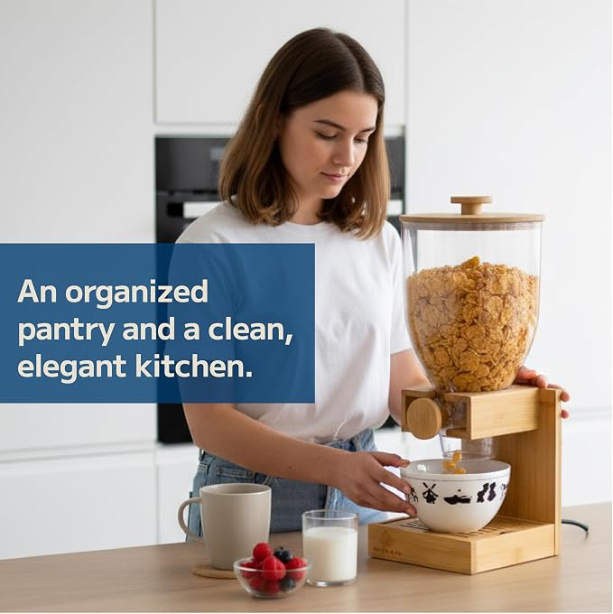 Bamboo Dispenser 3.5Liters, Cereal Dispenser, Storage Container, Snack Bar - Image 6