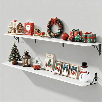 Fun Memories 55 Inch Floating Shelves, Long Floating Shelves Wall-Mounted by FunMemories