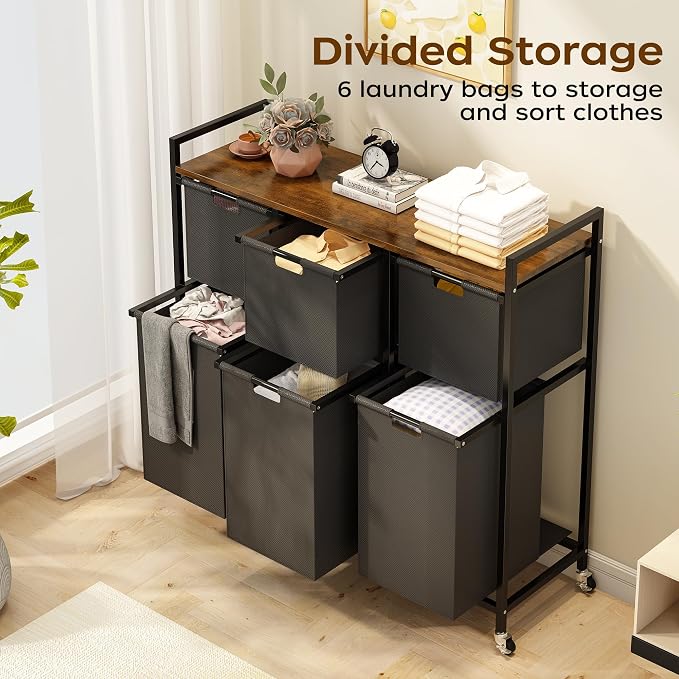 HOMEIJU Laundry Basket with Wheels, Rolling Laundry Hamper Organizer with Large - Image 2