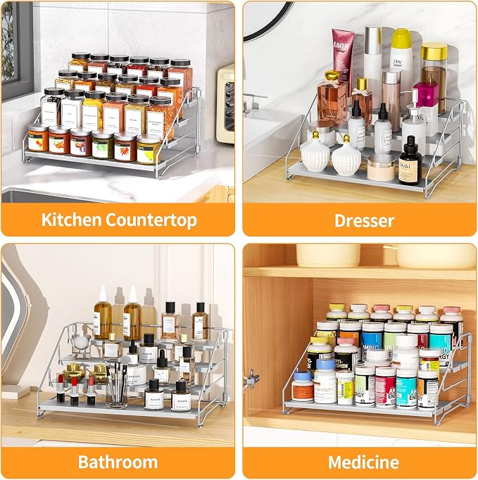 4 Tier Spice Rack for Cabinet, Spice Rack Organizer, Depth Adjustable Spice - Image 8