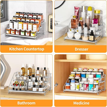 4 Tier Spice Rack for Cabinet, Spice Rack Organizer, Depth Adjustable Spice - Image 8