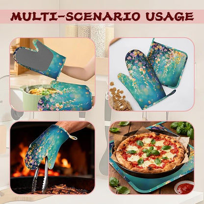 Watercolor Ivy Flower Spring Flower Oven Mitts and Pot Holders, Heat Resistant - Image 6