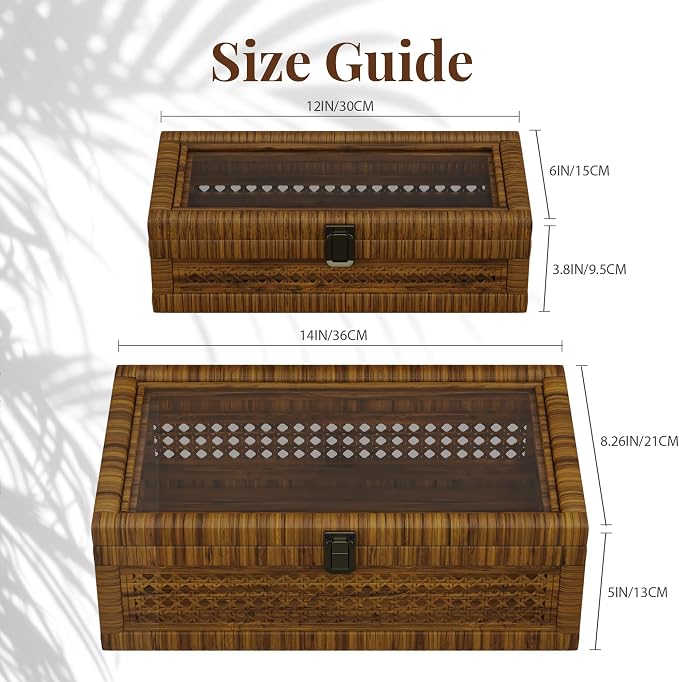 Rattan Decorative Box, Boho Display Boxes - Image 10