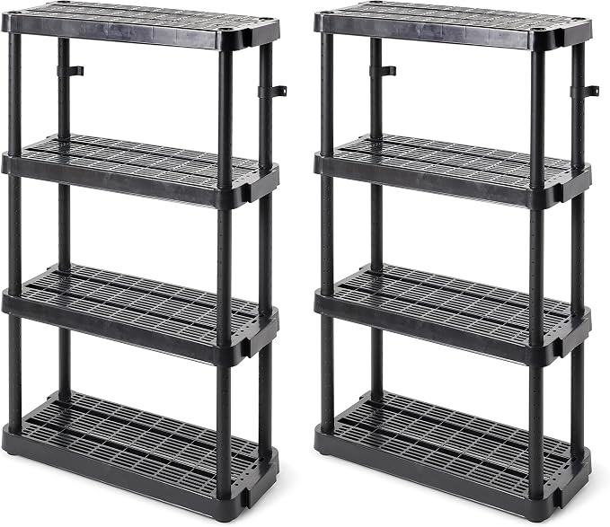 Gracious Living 4 Shelf Adjustable Height Medium Duty Storage Unit 14 x 32 x by GraciousLiving