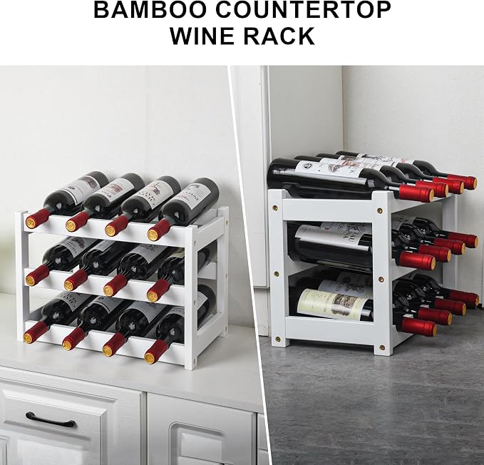 VASMIA Bamboo Wine Rack, Sturdy and Durable Wine Storage Cabinet Shelf - Image 7
