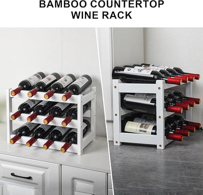 VASMIA Bamboo Wine Rack, Sturdy and Durable Wine Storage Cabinet Shelf - Image 7