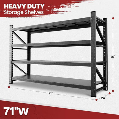 71" Wide Storage Shelves, 5000LBS Garage Shelving Heavy Duty, Standing Shelf - Image 2