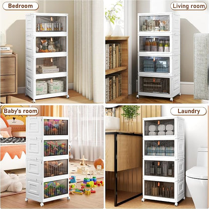 4 Tier Storage Bins with Lids, 23QT Stackable Closet Organizers and Storage - Image 6